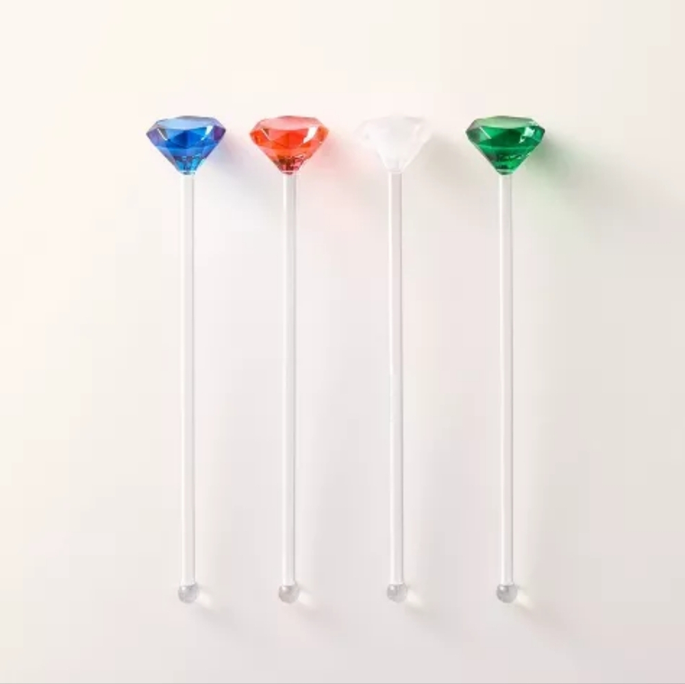 Kate Spade Acrylic Gem Stir Sticks 4 Piece Set NWT